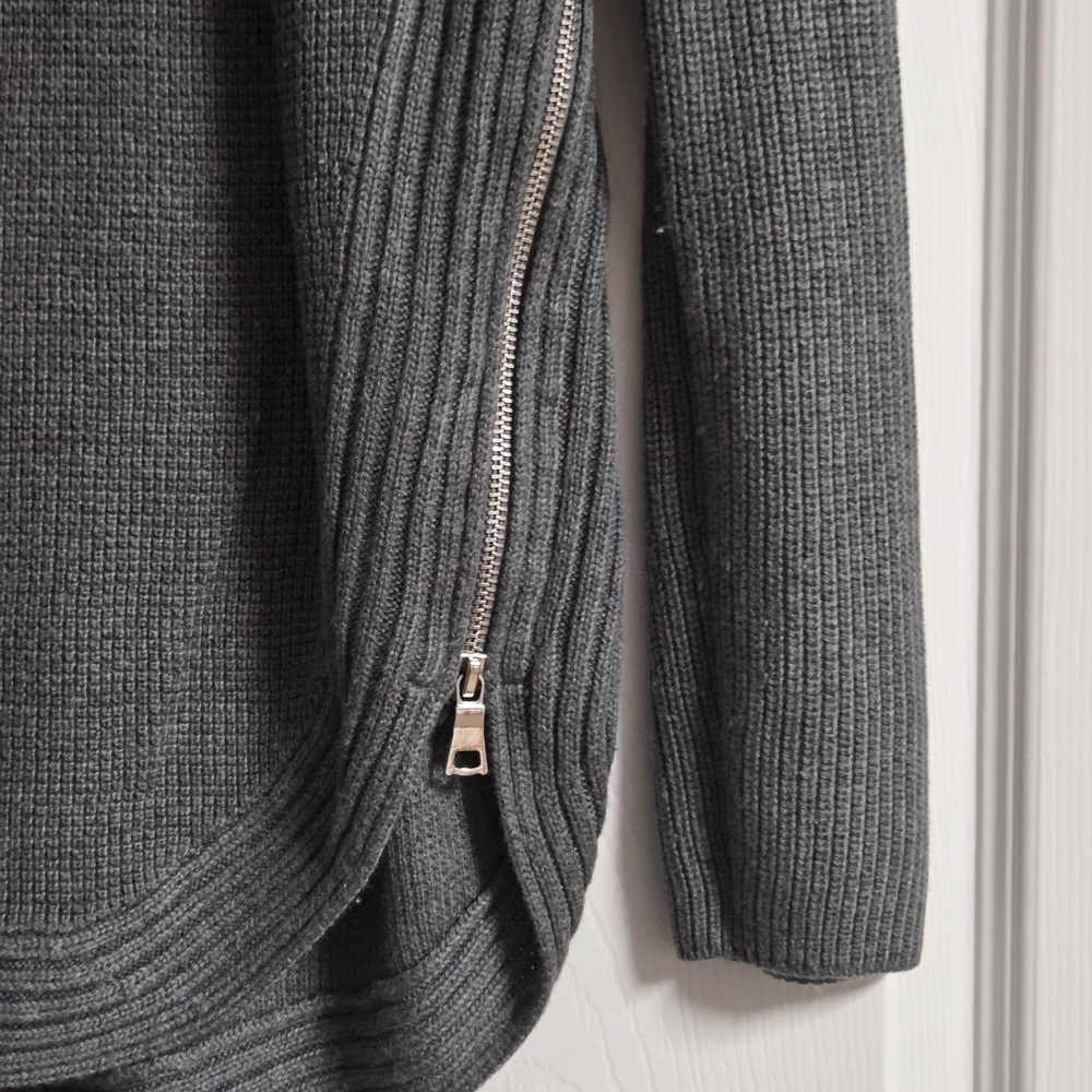 INC International Concepts Charcoal Knit Sweater With Side Zippers Size M - Picture 2 of 7